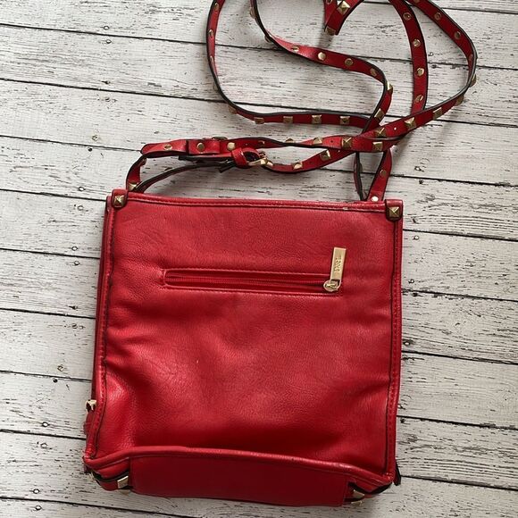 Red Studded Leather Handbag - Picture 7 of 10